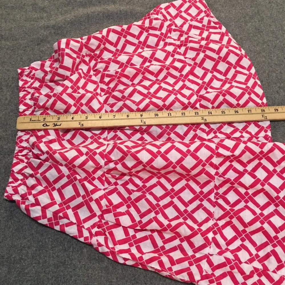 Skirt 100% Linen Girls 6 Midi Pink Geometric Ruffle Tiered Mom and Pop's Kids - Picture 8 of 9